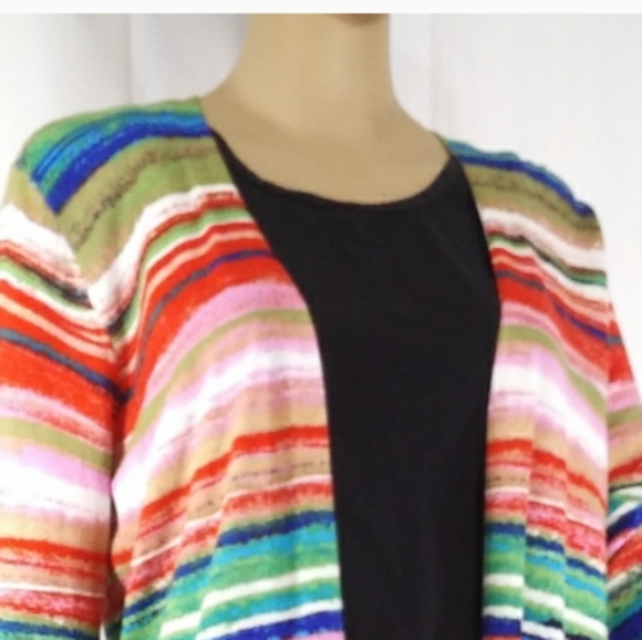 CABLE & GAUGE Painterly Soft Knit Open Cardigan Large - Picture 2 of 7